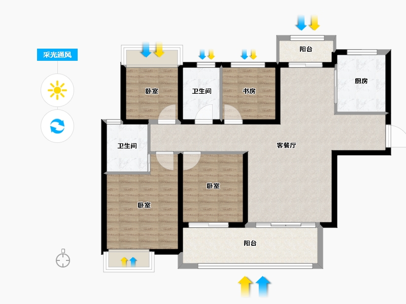 江苏省-盐城市-中昂玥府-105.00-户型库-采光通风