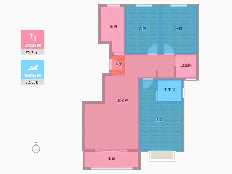 陕西省-宝鸡市-鼎宸上苑-103.01-户型库-动静分区