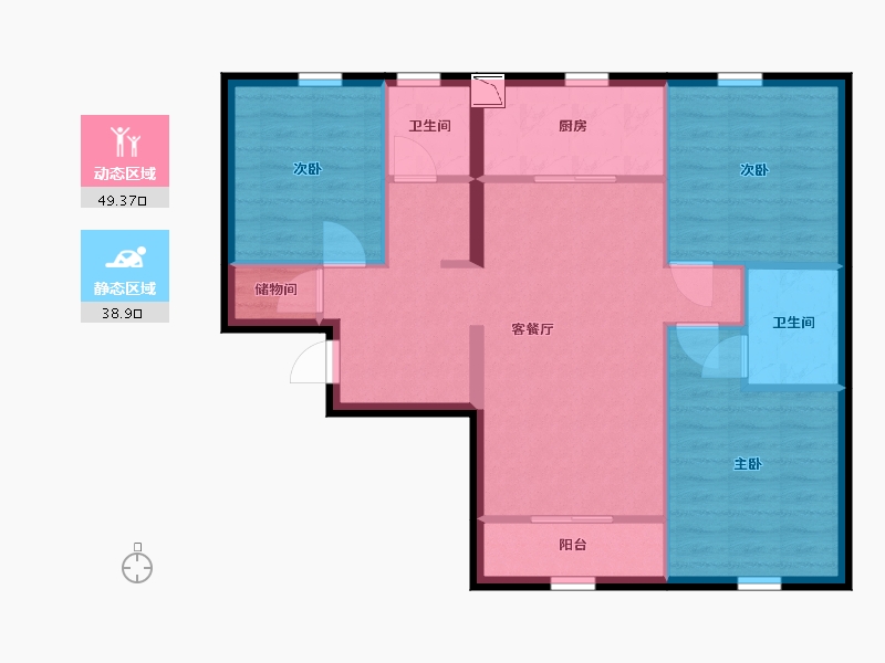 北京-北京市-通成家园-79.33-户型库-动静分区