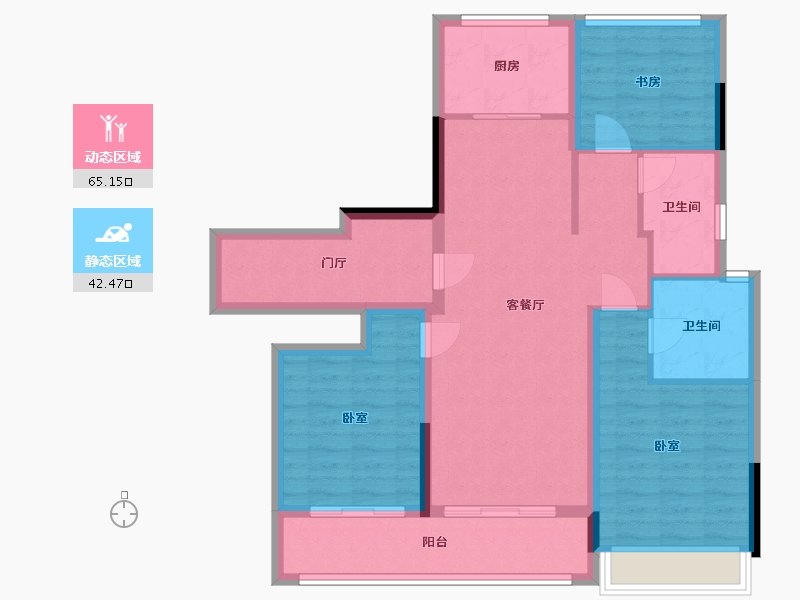 浙江省-杭州市-融创玖樟台-95.98-户型库-动静分区