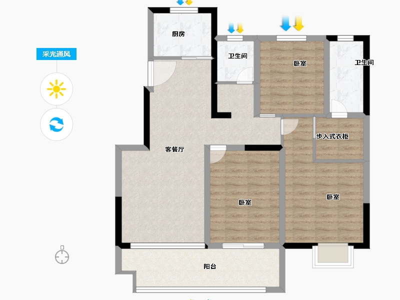 江苏省-盐城市-南海壹号湖畔-91.99-户型库-采光通风