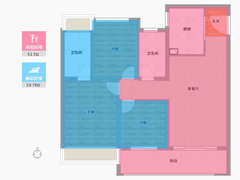 江苏省-南京市-都会诚品-84.01-户型库-动静分区