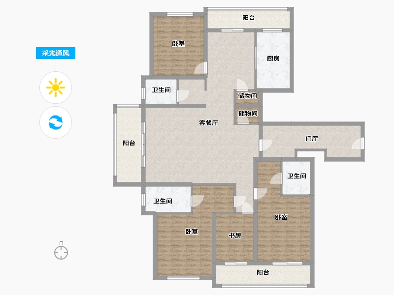 浙江省-杭州市-天都城天熙公馆-177.20-户型库-采光通风