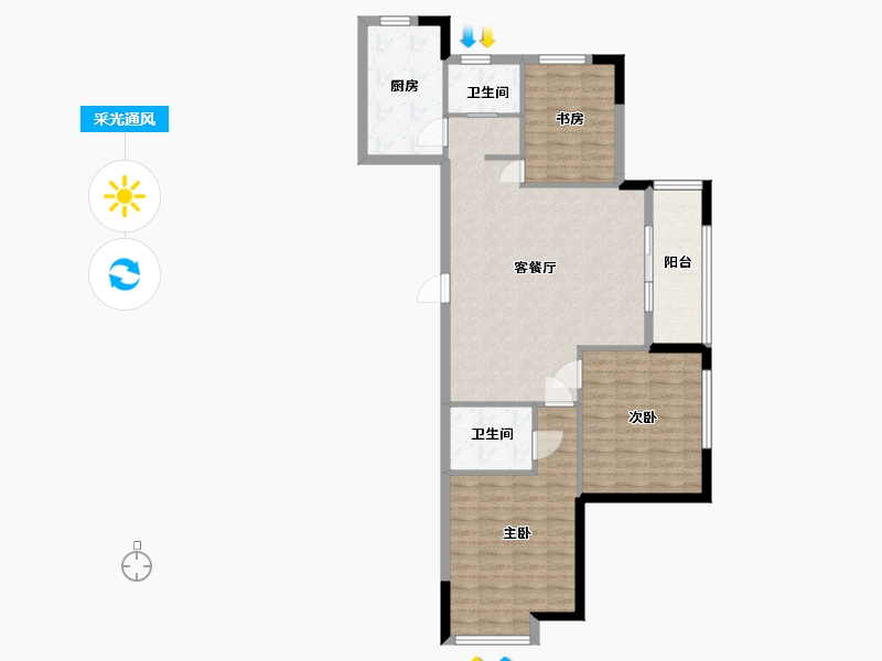 江苏省-淮安市-丽景铂郡-94.90-户型库-采光通风