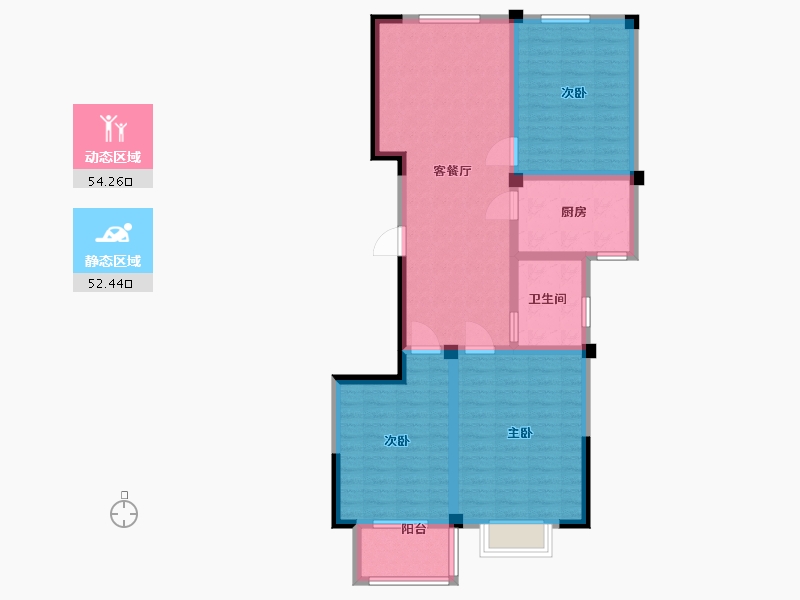 江苏省-淮安市-银河湾-95.44-户型库-动静分区