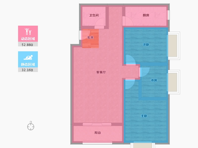 陕西省-宝鸡市-盈泰·翡翠锦城-75.00-户型库-动静分区