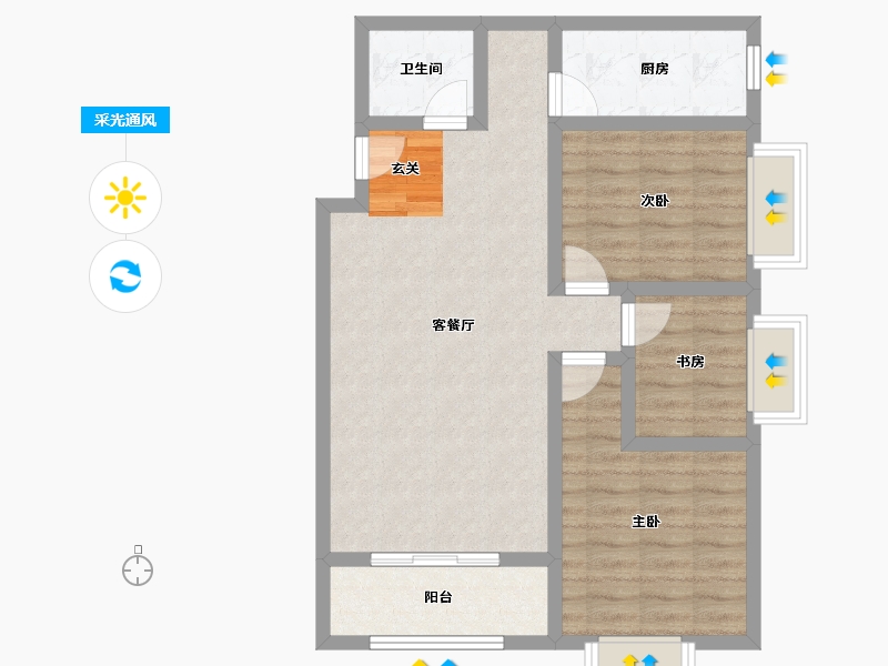 陕西省-宝鸡市-盈泰·翡翠锦城-75.00-户型库-采光通风