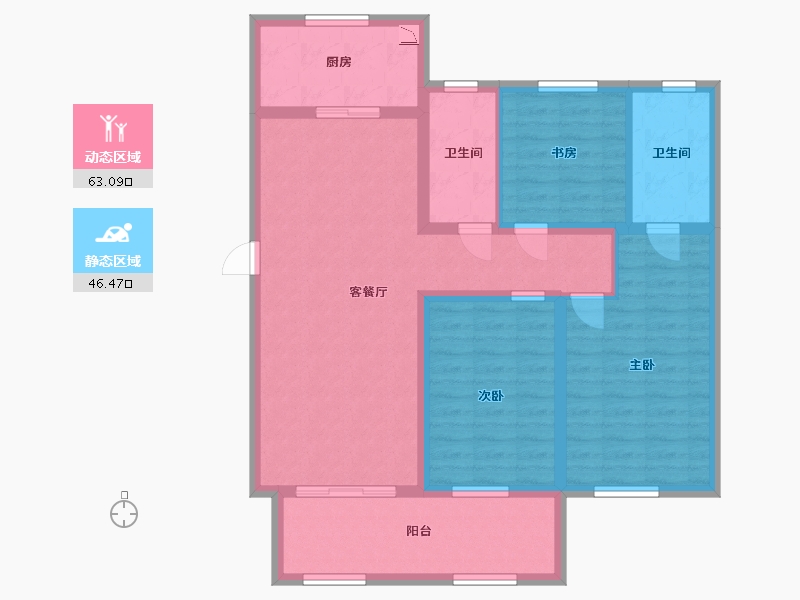 江苏省-淮安市-香格里拉花园-97.60-户型库-动静分区