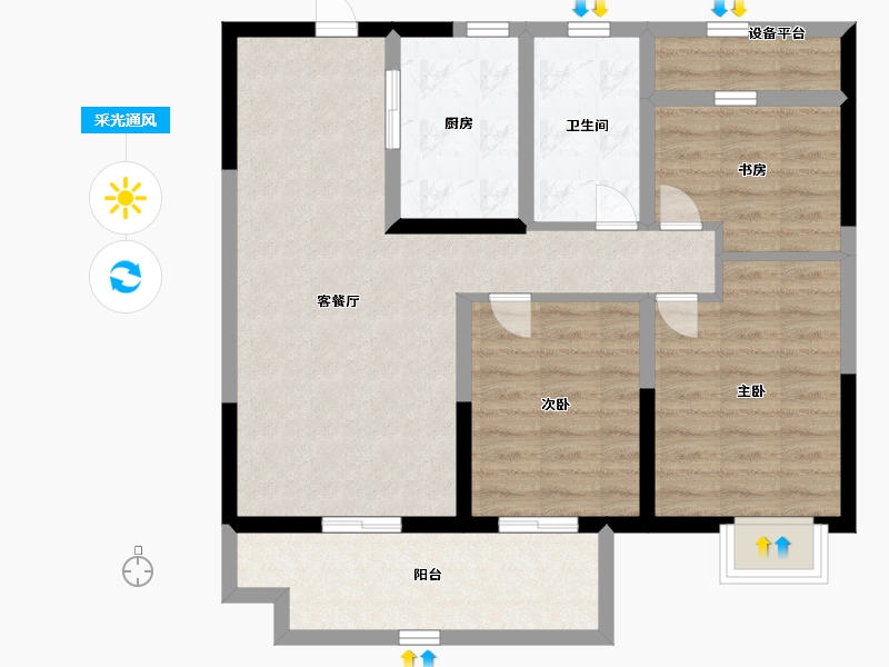 江苏省-南通市-观澜台-79.99-户型库-采光通风