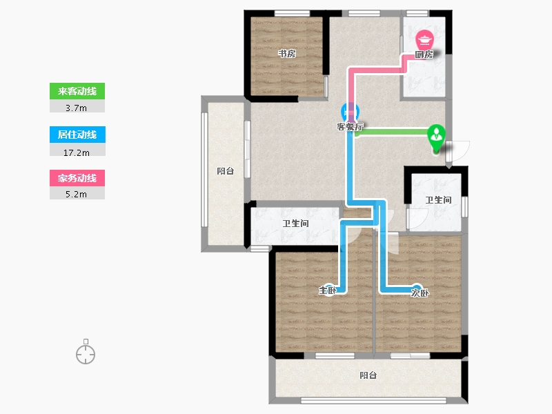 江苏省-淮安市-丽景铂郡-105.70-户型库-动静线