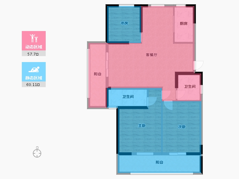 江苏省-淮安市-丽景铂郡-105.70-户型库-动静分区