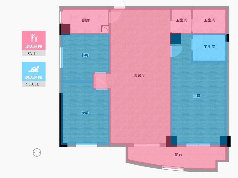 湖北省-咸宁市-学府华庭-106.20-户型库-动静分区