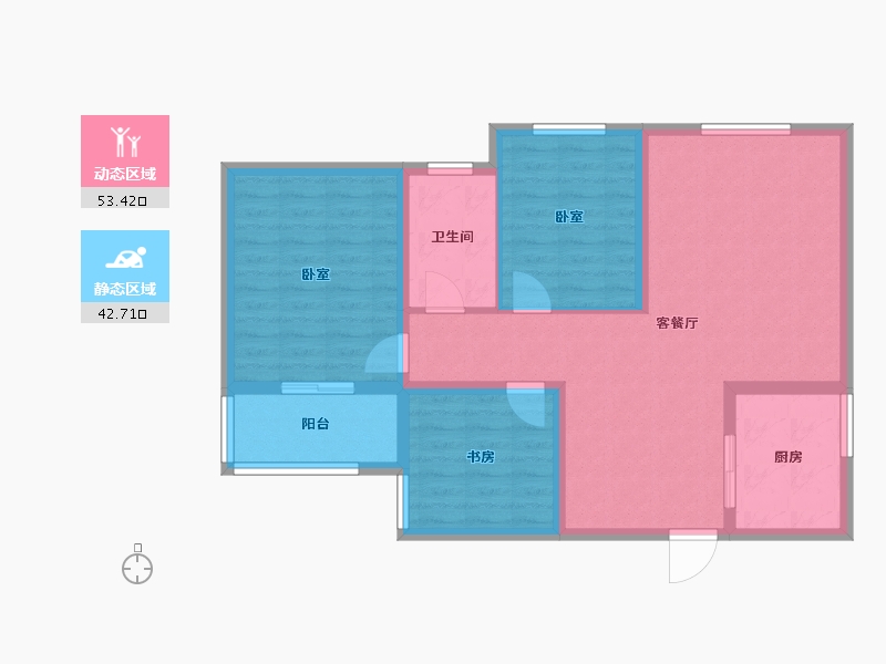 陕西省-宝鸡市-虢悦东郡-86.05-户型库-动静分区