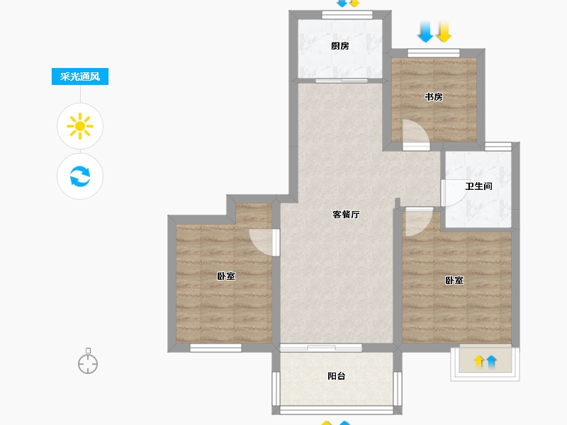 江苏省-盐城市-金色华庭-66.36-户型库-采光通风