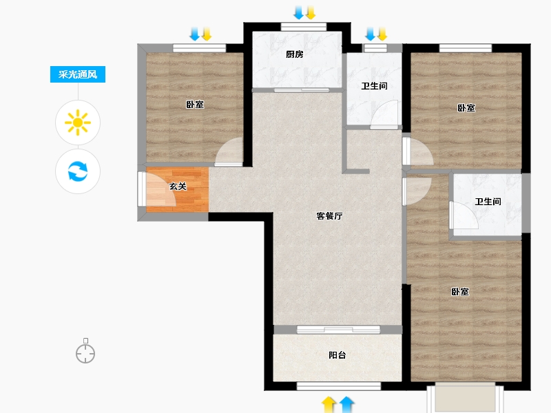 甘肃省-兰州市-合兴嘉园-79.92-户型库-采光通风