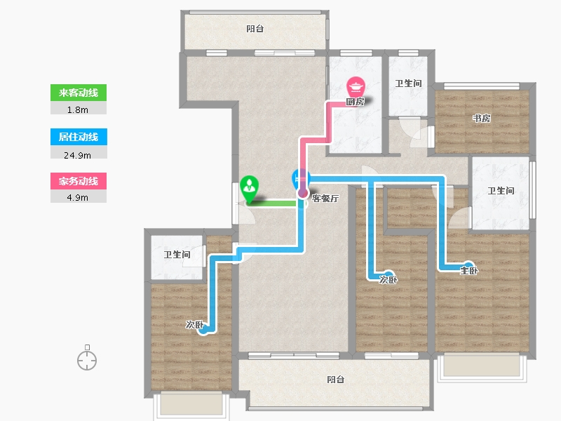 江苏省-苏州市-豪门府邸峯景-136.00-户型库-动静线