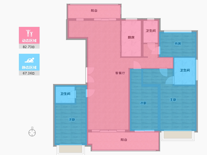 江苏省-苏州市-豪门府邸峯景-136.00-户型库-动静分区