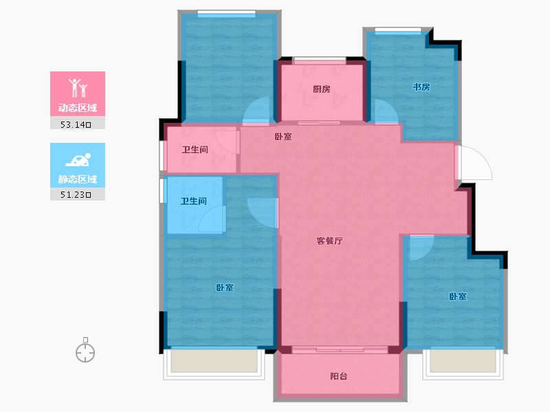 浙江省-杭州市-临栖云府-94.10-户型库-动静分区