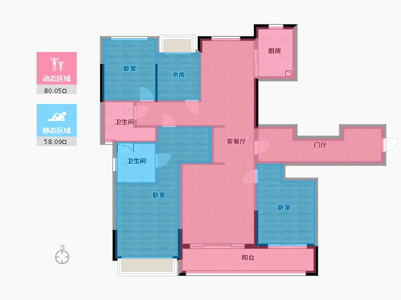 浙江省-杭州市-融创玖樟台-123.06-户型库-动静分区