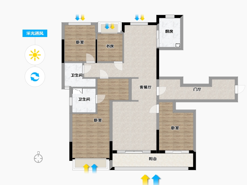 浙江省-杭州市-融创玖樟台-123.06-户型库-采光通风