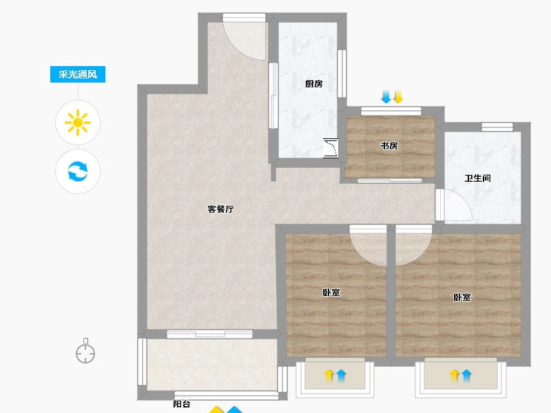 江苏省-无锡市-融创大塘御园-71.00-户型库-采光通风