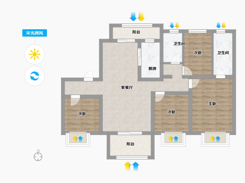 江苏省-扬州市-万科北宸之光-76.01-户型库-采光通风