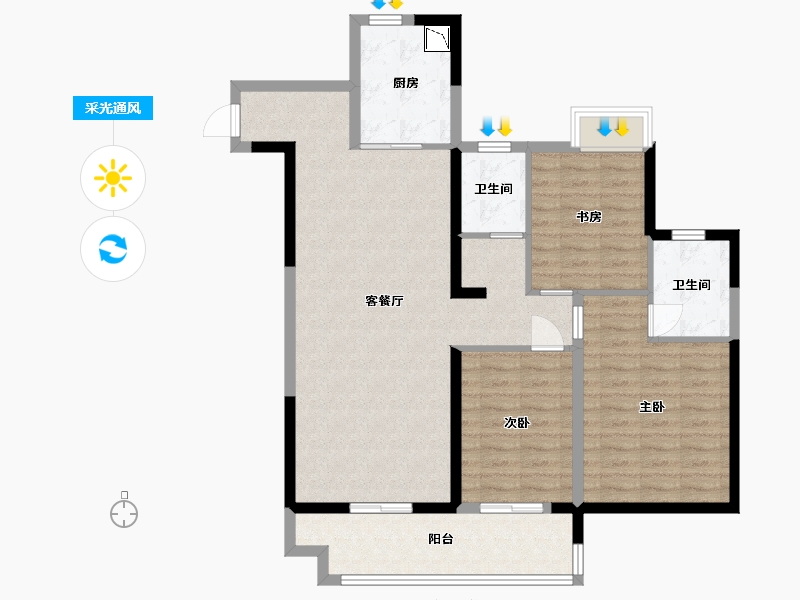 江苏省-淮安市-建华玖珑湾-101.99-户型库-采光通风