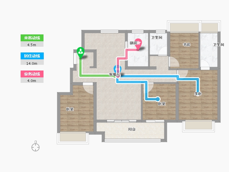 江苏省-扬州市-蓝湾臻园-102.22-户型库-动静线