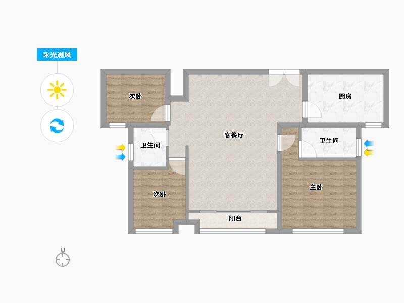 陕西省-安康市-鼎兴苑-79.52-户型库-采光通风