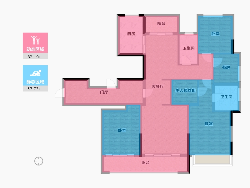 浙江省-杭州市-融创玖樟台-124.33-户型库-动静分区