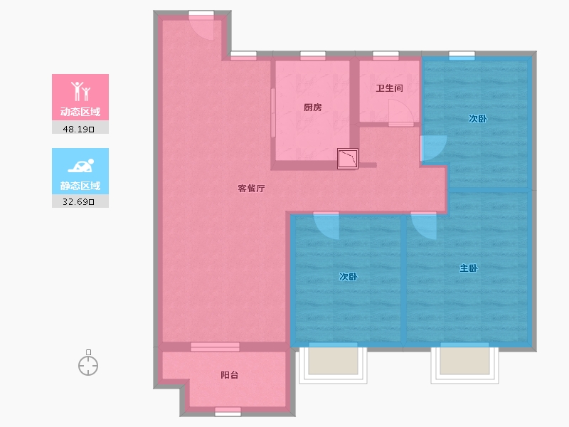 江苏省-南通市-悦湖四季-72.00-户型库-动静分区