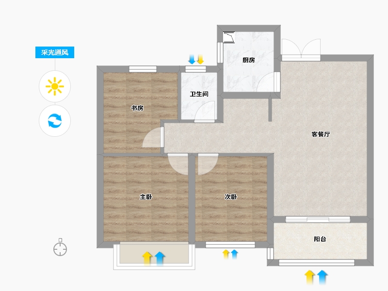 江苏省-徐州市-枫林学府-69.88-户型库-采光通风