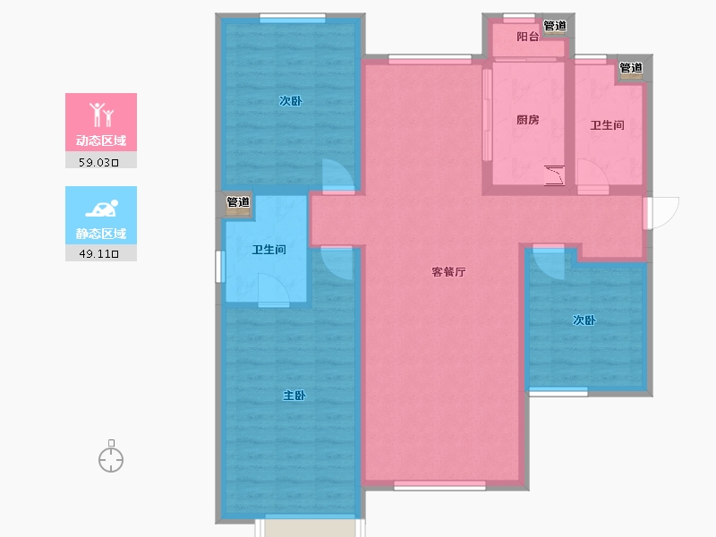 甘肃省-兰州市-银河世茂璀璨天宸-97.09-户型库-动静分区