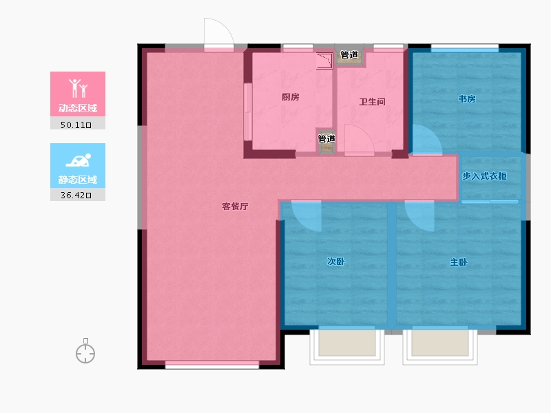 甘肃省-兰州市-银河世茂璀璨天宸-78.00-户型库-动静分区