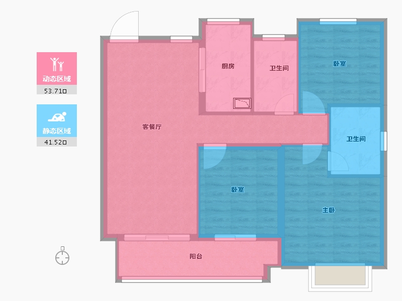 江苏省-泰州市-中海九樾-86.00-户型库-动静分区