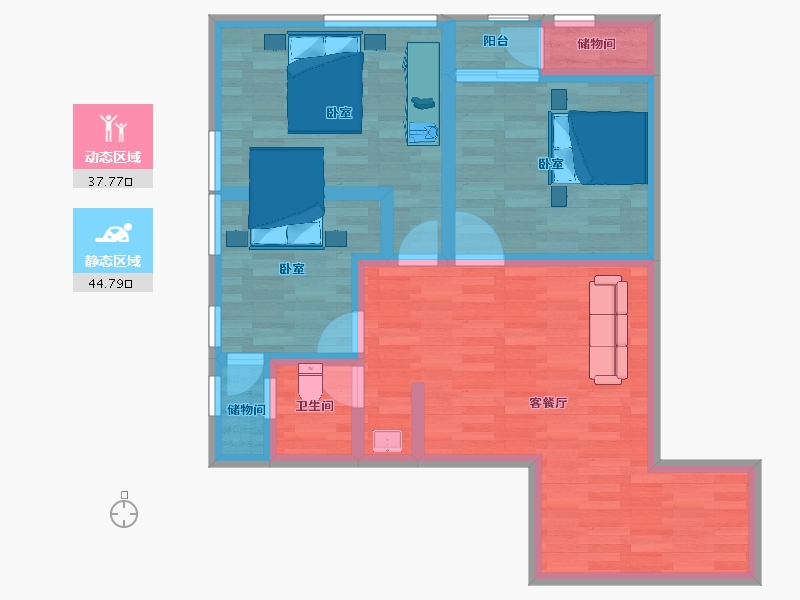 陕西省-西安市-万象国际中心-72.38-户型库-动静分区