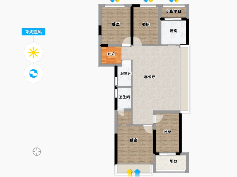 浙江省-杭州市-滨耀城-86.18-户型库-采光通风