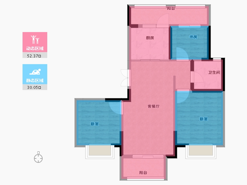 江苏省-扬州市-龙泊湾·玉园-73.13-户型库-动静分区