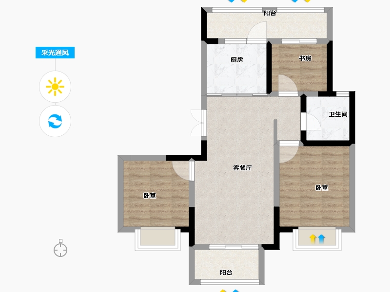 江苏省-扬州市-龙泊湾·玉园-73.13-户型库-采光通风