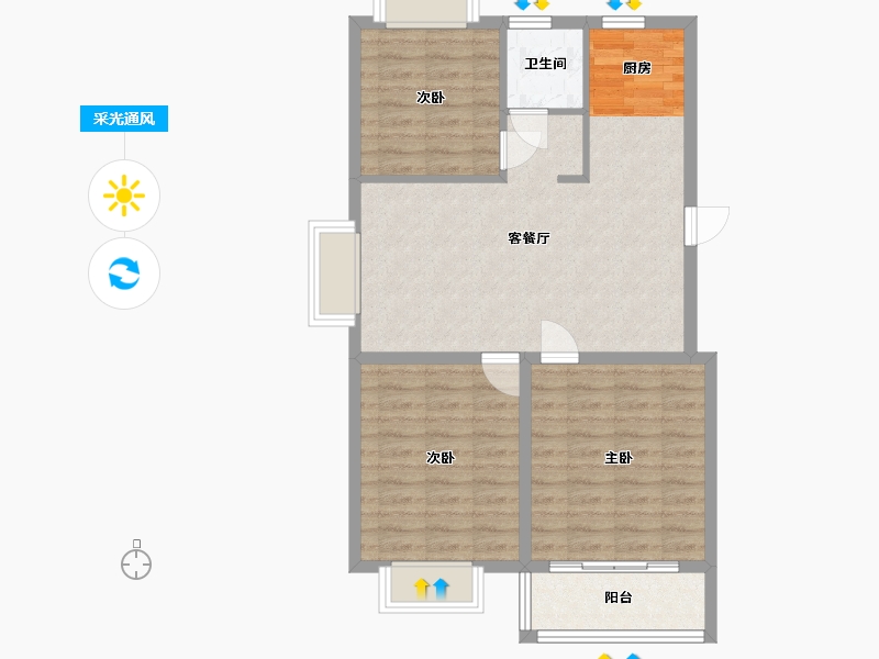 江苏省-盐城市-阜宁水岸丽都-76.00-户型库-采光通风