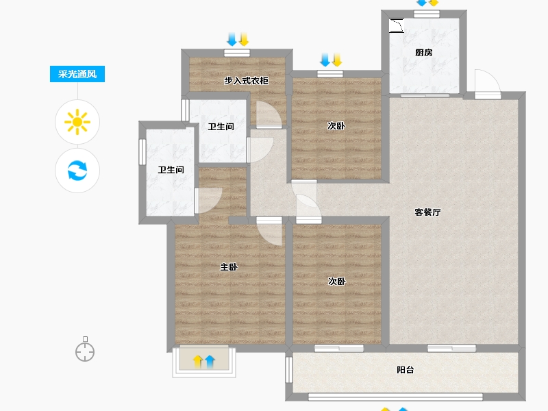 江苏省-南通市-阳光城海悦府-114.00-户型库-采光通风