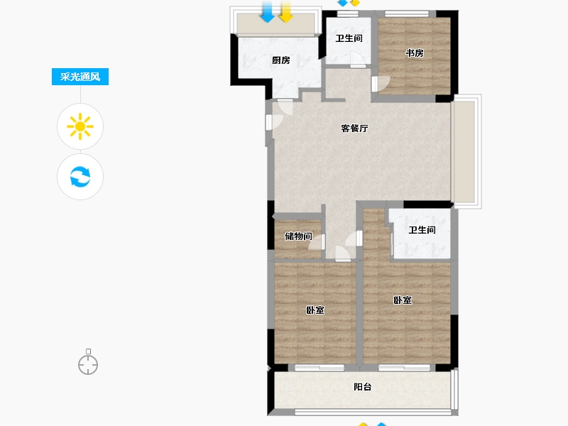 浙江省-杭州市-香栖天第-84.00-户型库-采光通风