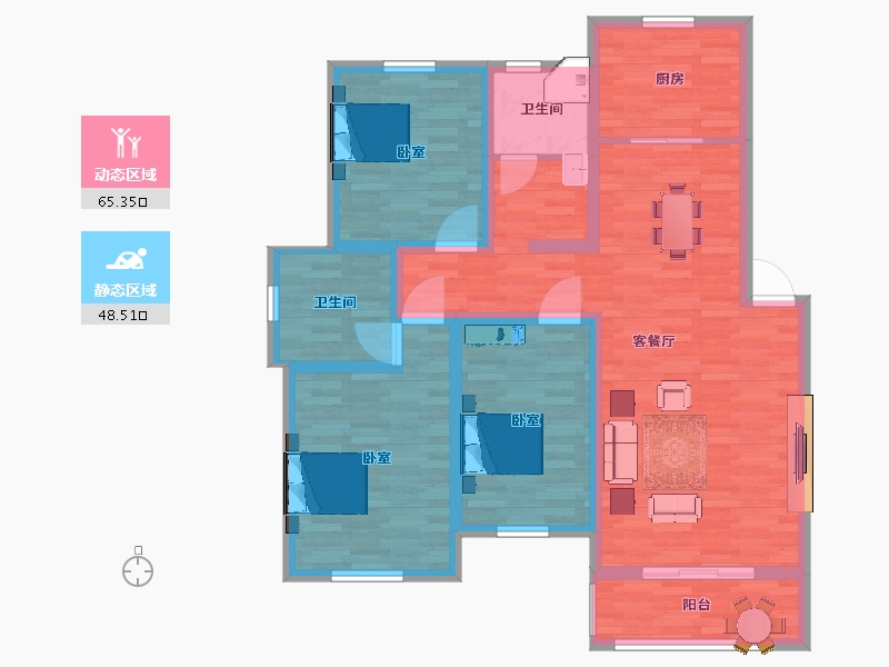 江苏省-扬州市-碧玉园-101.41-户型库-动静分区