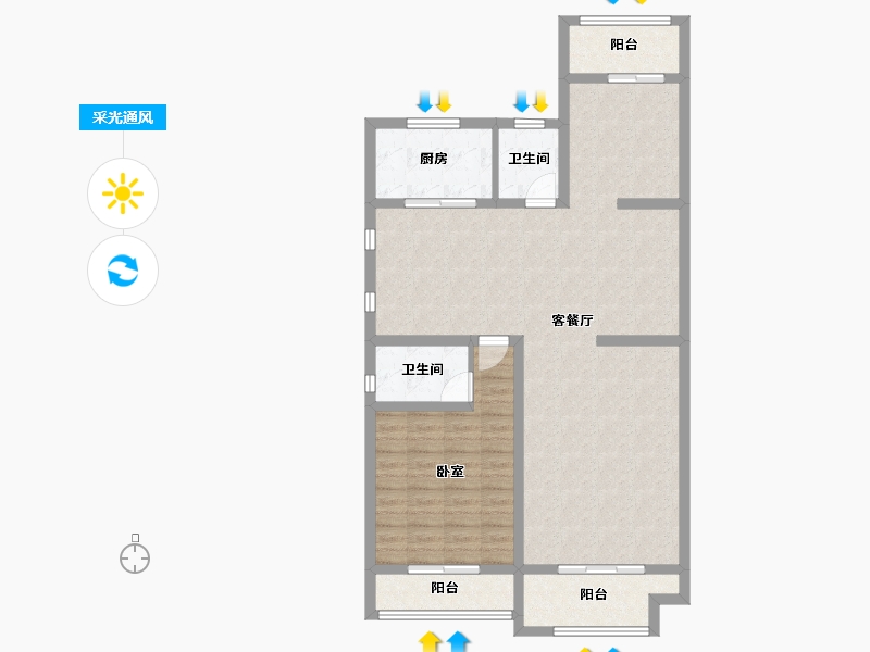 江苏省-泰州市-圆融杏港花苑-103.87-户型库-采光通风