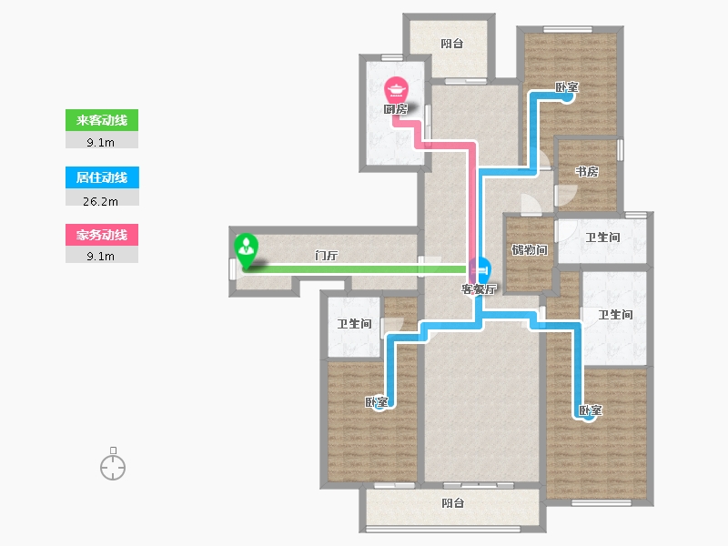 浙江省-杭州市-天都城天熙公馆-170.32-户型库-动静线