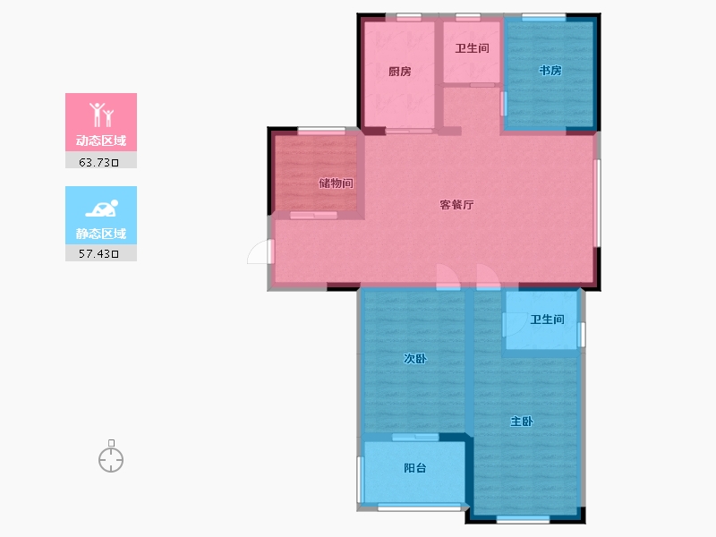 江苏省-淮安市-香格里拉花园-108.00-户型库-动静分区