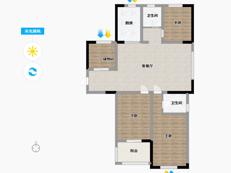 江苏省-淮安市-香格里拉花园-108.00-户型库-采光通风