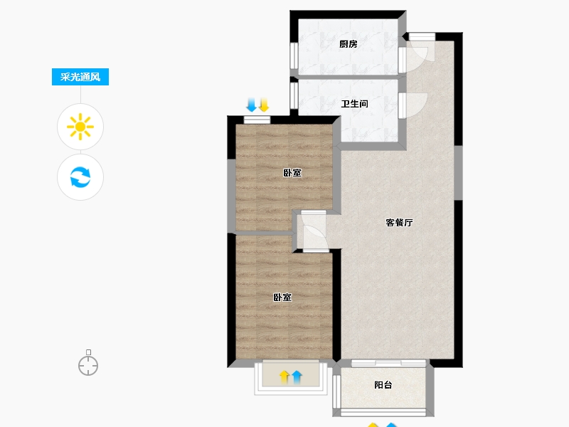 山西省-太原市-太原绿地城-62.34-户型库-采光通风