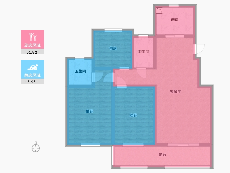 江苏省-淮安市-香格里拉花园-95.20-户型库-动静分区