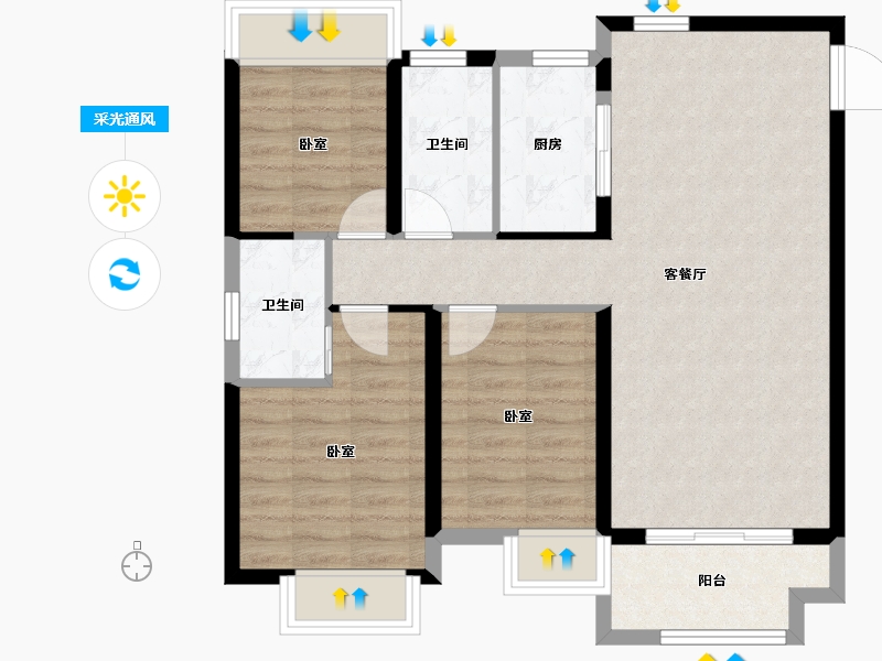 江苏省-盐城市-中昂玥府-79.90-户型库-采光通风